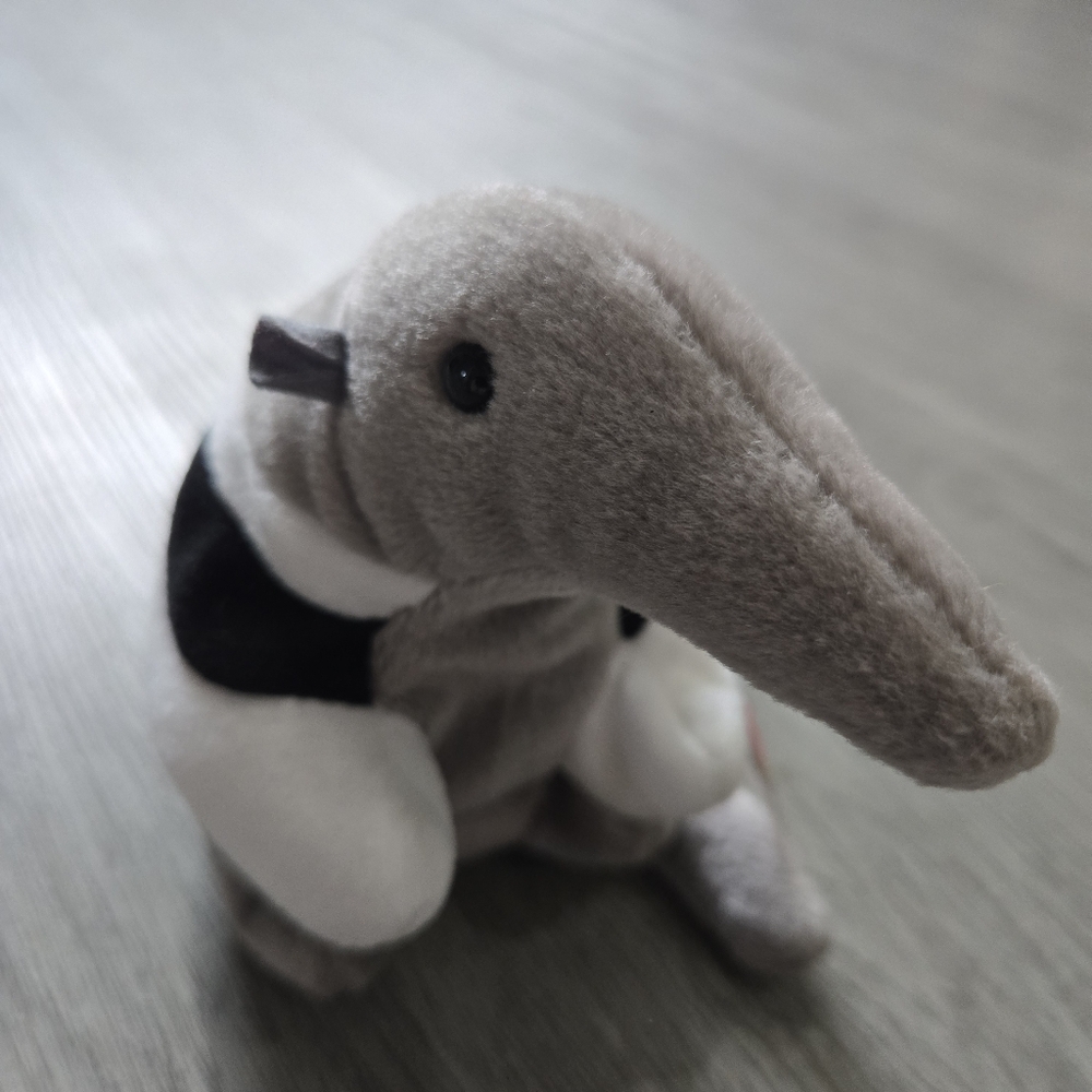 Rare Gray and White Stuffed Aardvark Plush NWT